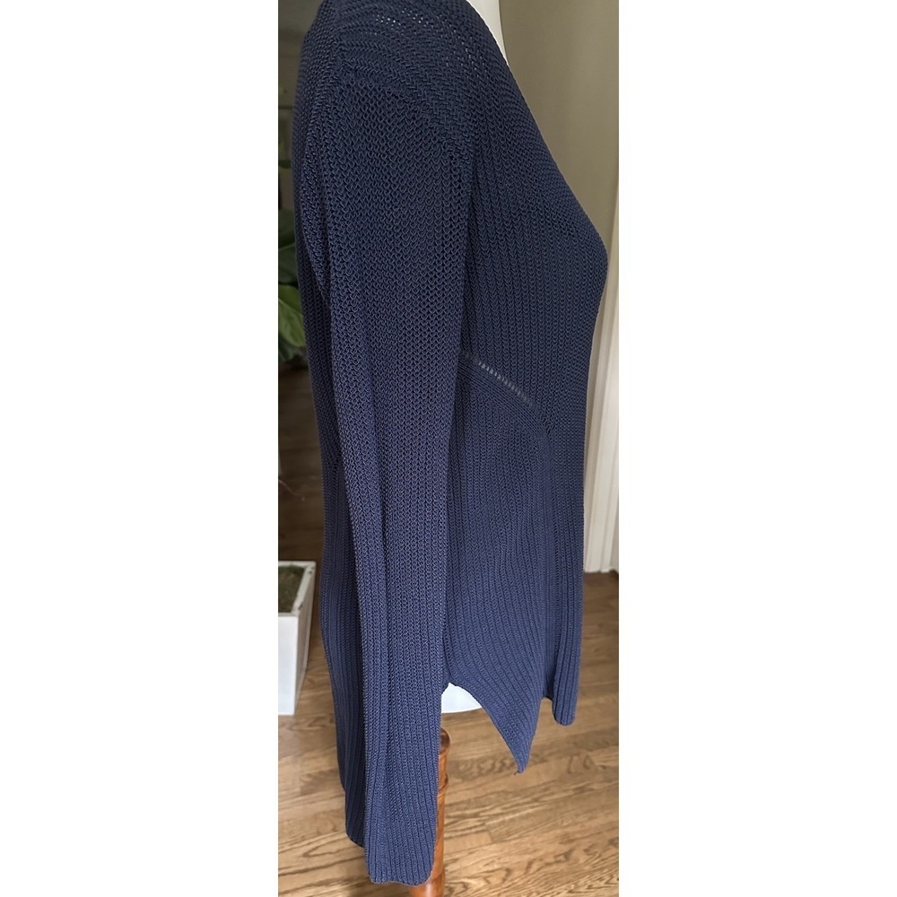 Athleta Womens Highline Sweater Navy Blue Cotton Nylon V Neck Split Hem Sz M - Picture 4 of 9